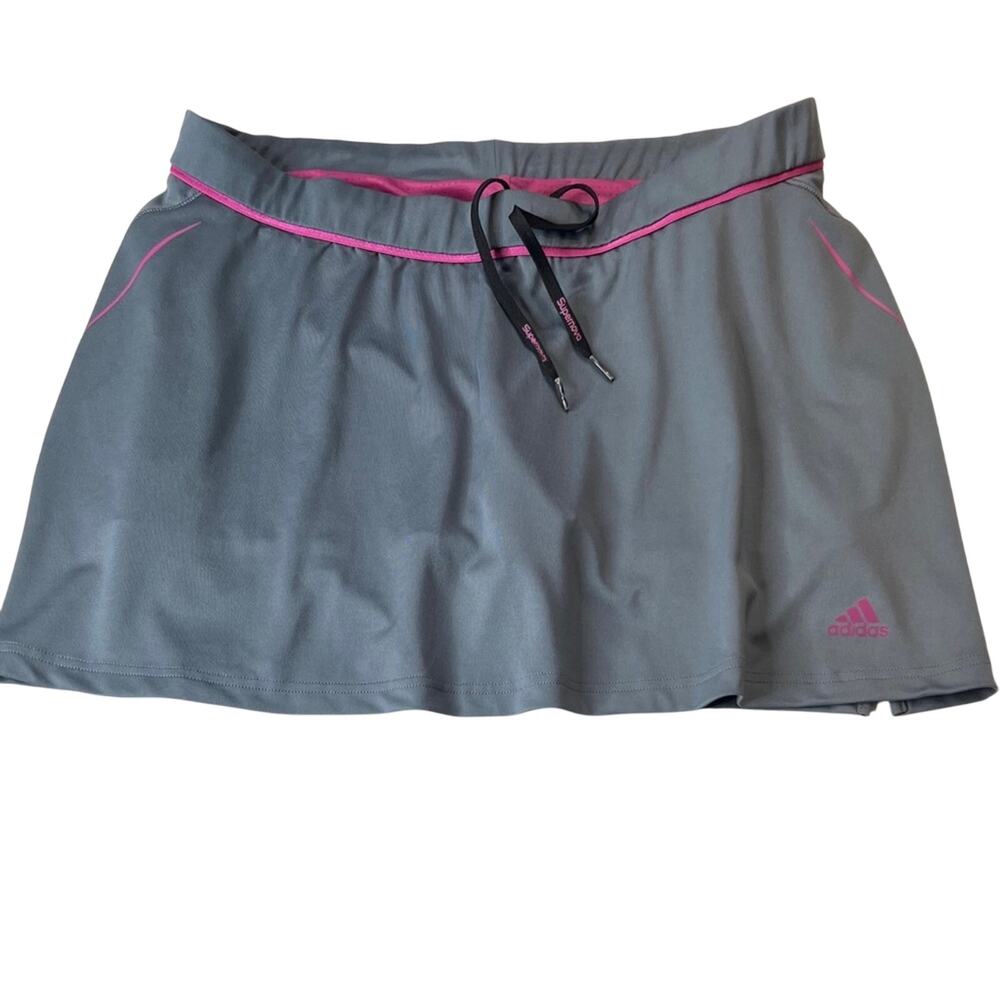 Adidas Supernova Gray Pink Skort L Athletic Tennis Pickleball Golf Skirt Pocket